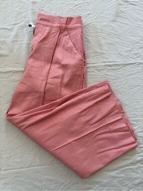 Cabi The Cruise Crop #6692 Pink Wide Leg Linen Blend Pants [S]